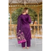 Generic Women's Cotton Blend Printed Round Neck Kurti with Pant and Dupatta Set (Purple)