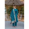 Generic Women's Cotton Blend Printed Round Neck Kurti with Pant and Dupatta Set (Blue)