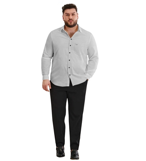 Generic Mens Casual Cotton Solid Full Sleeve Shirt (Grey)