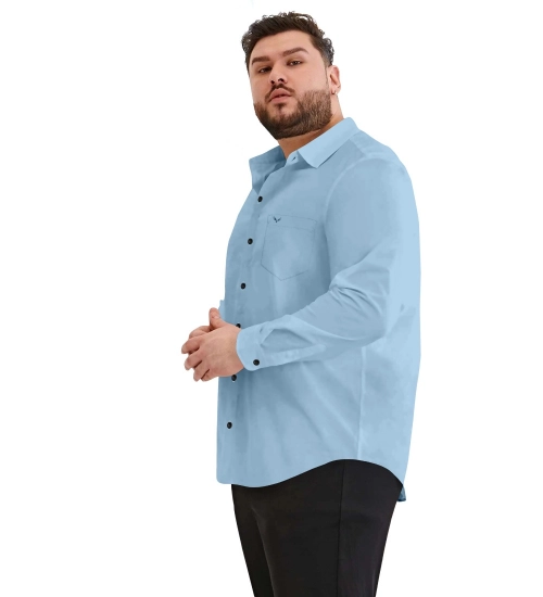 Generic Mens Casual Cotton Solid Full Sleeve Shirt (Sky)