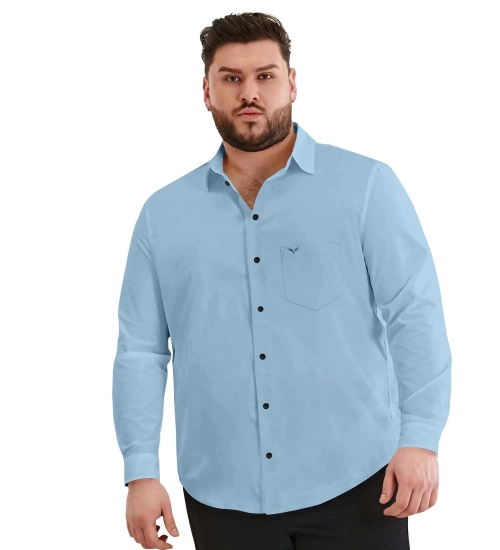 Generic Mens Casual Cotton Solid Full Sleeve Shirt (Sky)