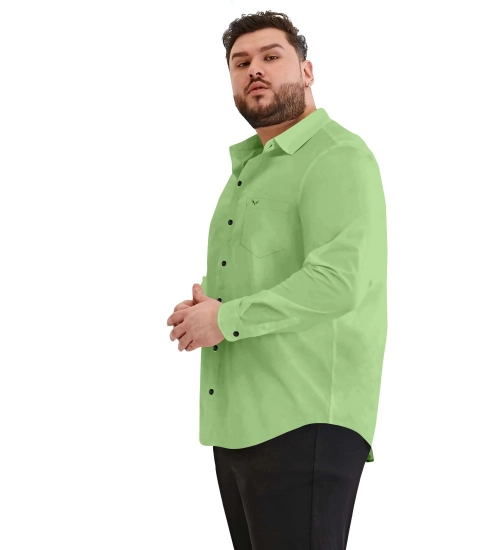 Generic Mens Casual Cotton Solid Full Sleeve Shirt (Pista)