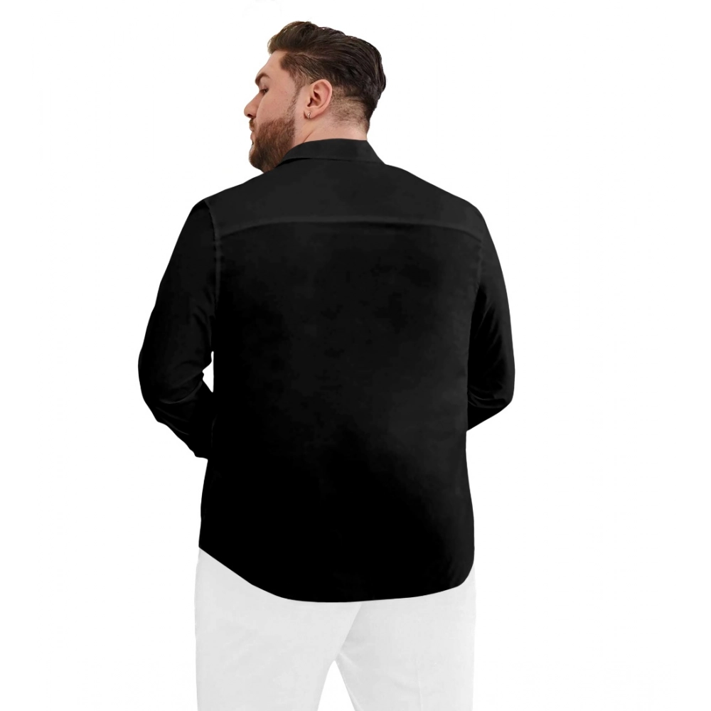 Generic Mens Casual Cotton Solid Full Sleeve Shirt (Black) Generic Mens Casual Cotton Solid Full Sleeve Shirt (Black)