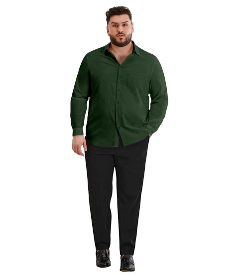 Generic Mens Casual Cotton Solid Full Sleeve Shirt (Green)
