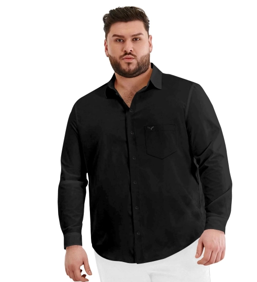 Generic Mens Casual Cotton Solid Full Sleeve Shirt (Black)