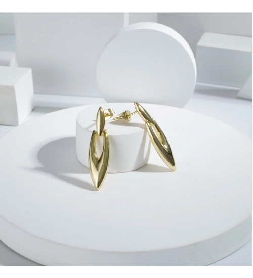 Generic Women's brassNew Gold Tone Polish Mini Office Earrings (Gold Plated)