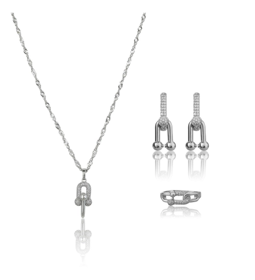 Generic Women's Stainless Steel Unique Design Silverpolish Combo Jewelry (Silver Plated)