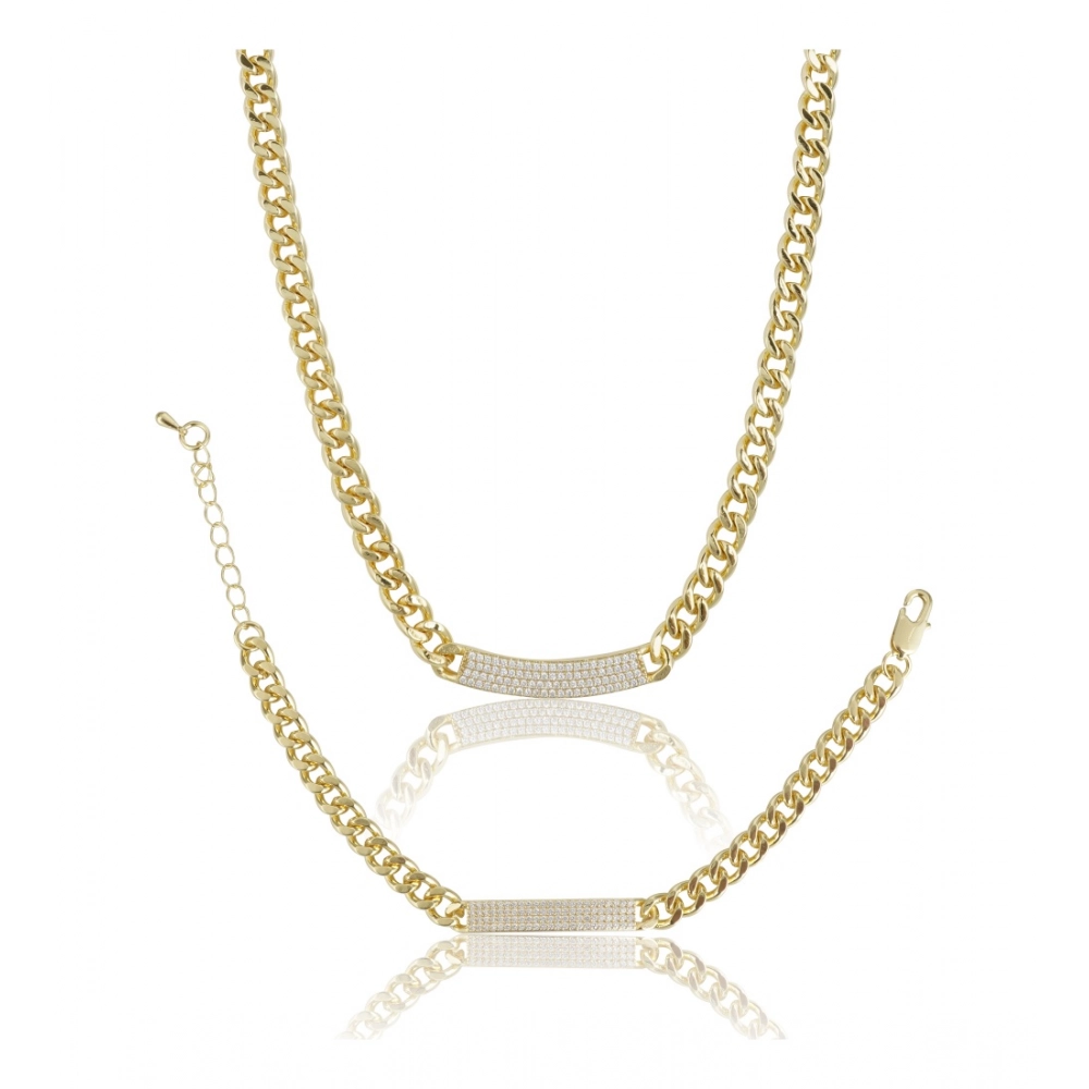 Generic Women's Stainless Steel Gold Polish Polish Hand Bracelet And Necklace (Gold Plated) Generic Women's Stainless Steel Gold Polish Polish Hand Bracelet And Necklace (Gold Plated)