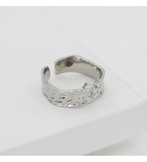 Generic Stainless Steel Silver Polish Freesize Western Finger Ring (Silver Plated)