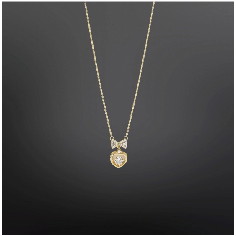 Generic Women's Stainless Steel Heart Shape Golden Delicate Pendent Chain (Gold Plated)