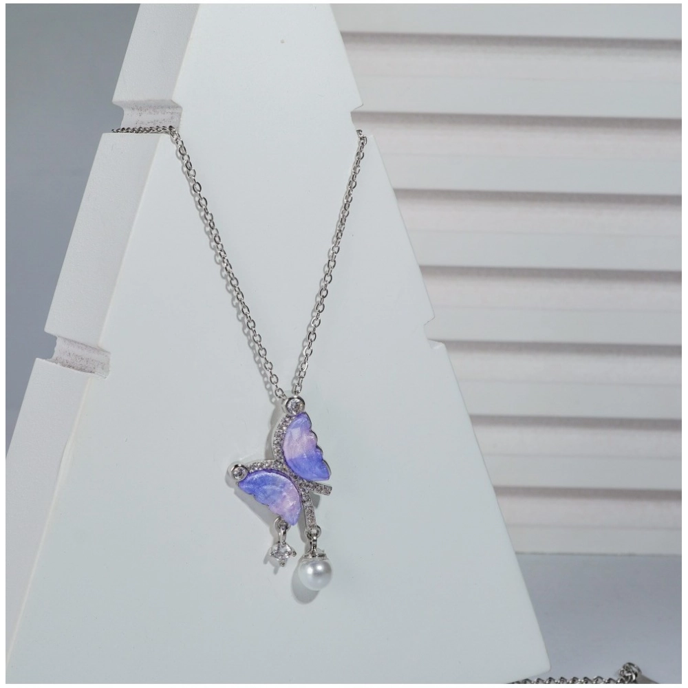Generic Women's Stainless Steel Butterfly Dailywear Pendent Delicate Chain (Silver Plated) Generic Women's Stainless Steel Butterfly Dailywear Pendent Delicate Chain (Silver Plated)