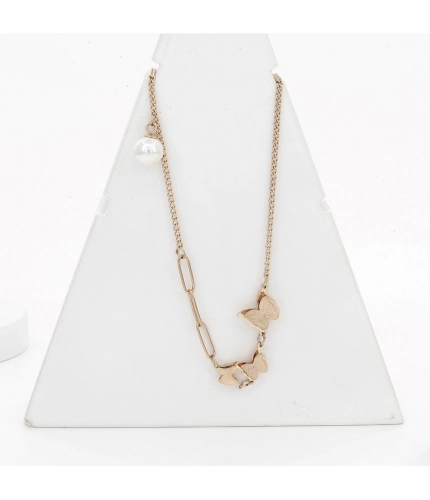 Generic Women's Stainless Steel Butterfly Pendent Delicate Chain (Gold Plated)