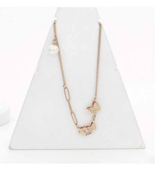 Generic Women's Stainless Steel Butterfly Pendent Delicate Chain (Gold Plated)