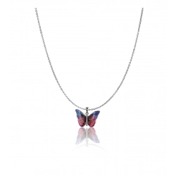Generic Women's Stainless Steel Colorful Butterfly Pendent Dailywear chain (Silver Plated)