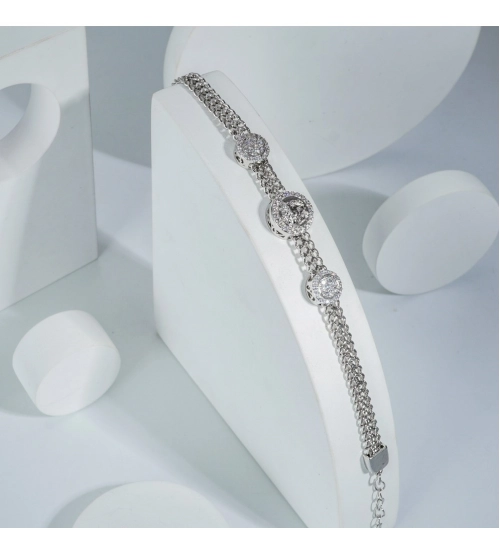 Generic Stainless Steel Unisex Silver Freesize Loose Bracelet (Silver Plated)