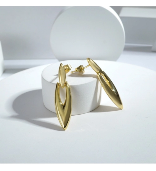 Generic Women's Stainless Steel Gold Earrings (Gold Plated)