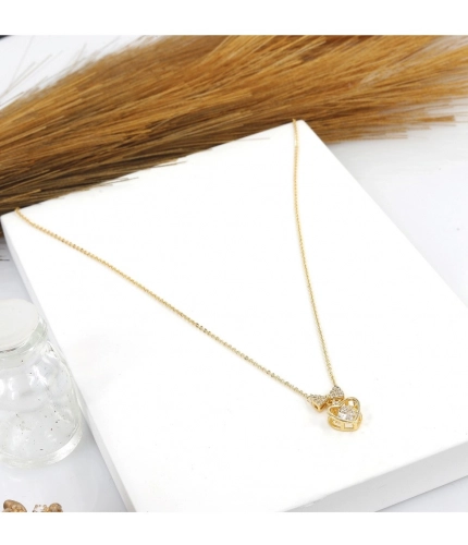 Generic Women's Stainless Steel Heart Shape Golden Delicate Pendent Chain (Gold Plated) Generic Women's Stainless Steel Heart Shape Golden Delicate Pendent Chain (Gold Plated)