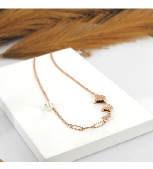 Generic Women's Stainless Steel Butterfly Pendent Delicate Chain (Gold Plated)