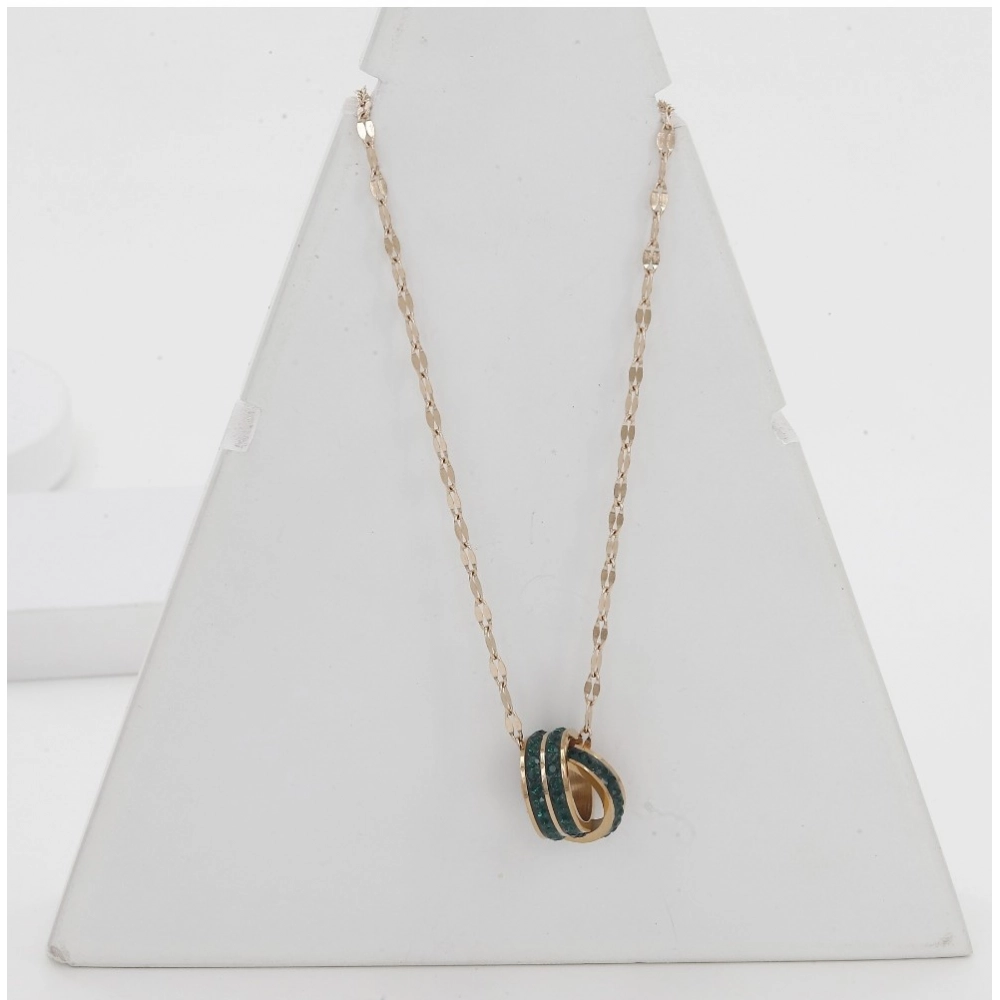 Generic Women's Stainless Steel Green Ring Pendent Delicate Chain (Gold Plated) Generic Women's Stainless Steel Green Ring Pendent Delicate Chain (Gold Plated)