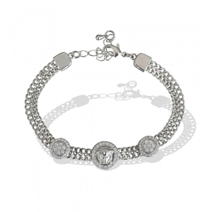 Generic Stainless Steel Unisex Silver Freesize Loose Bracelet (Silver Plated)