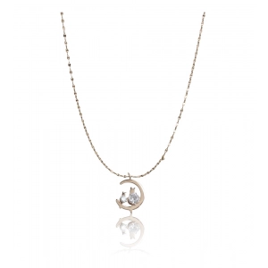 Generic Women's Stainless Steel Moon Pendent Delicate Chain (Gold Plated)