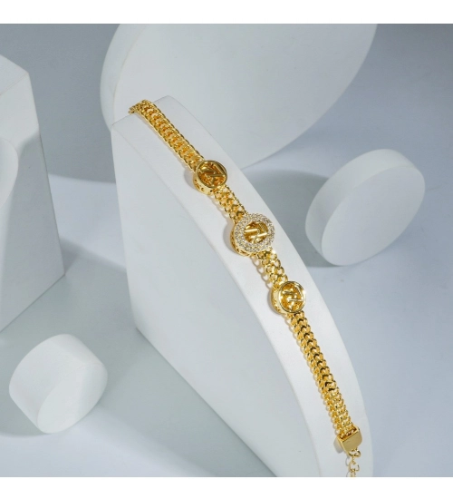 Generic Stainless Steel Unisex Gold Freesize Stainless Steel Loose Bracelet (Gold Plated)