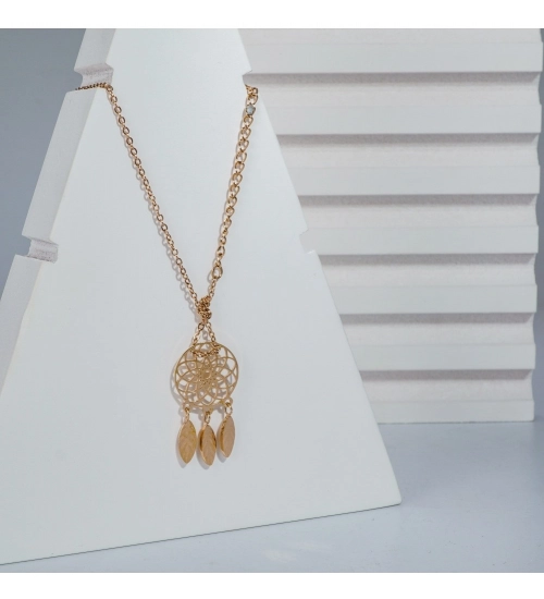 Generic Women's Stainless Steel Dream Catcher Pendent Delicate Chain (Gold Plated)