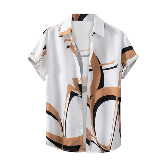 Generic Men's Lycra Printed Half Sleeve Shirt and Shorts Set (White Gold) Generic Men's Lycra Printed Half Sleeve Shirt and Shorts Set (White Gold)