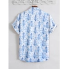 Generic Men's Popcon Lycra Printed Half Sleeve Shirt (Blue)