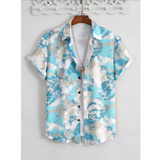 Generic Men's Popcon Lycra Printed Half Sleeve Shirt (Aqua Blue) Generic Men's Popcon Lycra Printed Half Sleeve Shirt (Aqua Blue)