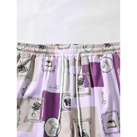 Generic Men's Lycra Printed Half Sleeve Shirt and Shorts Set (Wine) Generic Men's Lycra Printed Half Sleeve Shirt and Shorts Set (Wine)