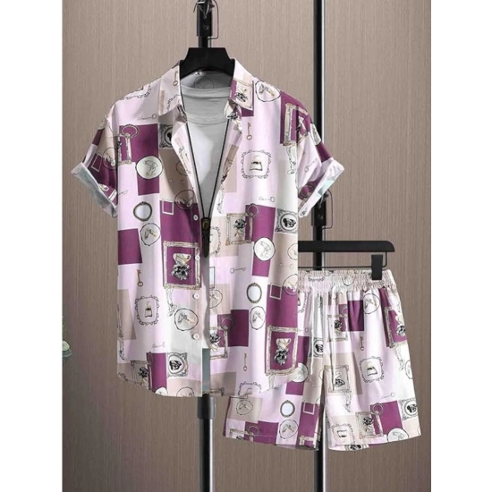 Generic Men's Lycra Printed Half Sleeve Shirt and Shorts Set (Wine) Generic Men's Lycra Printed Half Sleeve Shirt and Shorts Set (Wine)