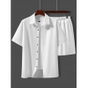 Generic Men's Popcon Solid Half Sleeve Shirt and Shorts Set (White)
