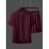 Generic Men's Popcon Solid Half Sleeve Shirt and Shorts Set (Maroon)