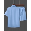 Generic Men's Popcon Solid Half Sleeve Shirt and Shorts Set (Sky Blue)