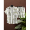 Generic Men's Lycra Printed Half Sleeve Shirt and Shorts Set (Green)