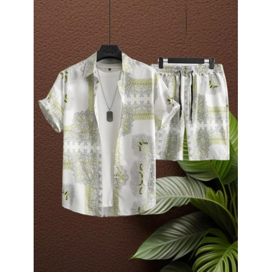 Generic Men's Lycra Printed Half Sleeve Shirt and Shorts Set (Green) Generic Men's Lycra Printed Half Sleeve Shirt and Shorts Set (Green)