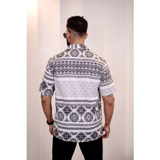Generic Men's Linen Printed Half Sleeve Shirt (Black White) Generic Men's Linen Printed Half Sleeve Shirt (Black White)