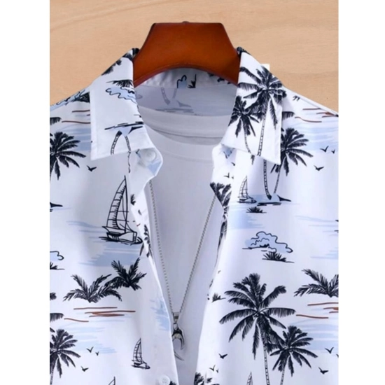 Generic Men's Lycra Printed Half Sleeve Shirt and Shorts Set (White) Generic Men's Lycra Printed Half Sleeve Shirt and Shorts Set (White)