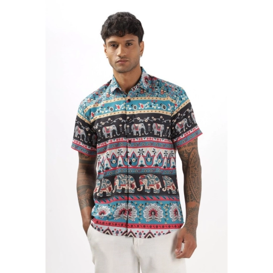Generic Men's Linen Printed Half Sleeve Shirt (Multicolor)