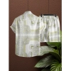 Generic Men's Lycra Printed Half Sleeve Shirt and Shorts Set (Green)