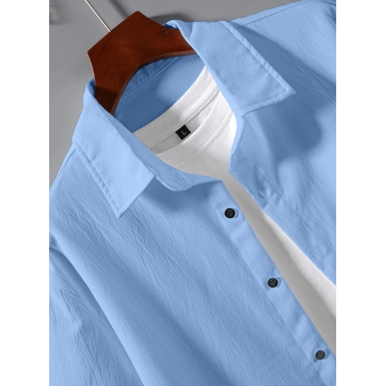 Generic Men's Popcon Solid Half Sleeve Shirt and Shorts Set (Sky Blue) Generic Men's Popcon Solid Half Sleeve Shirt and Shorts Set (Sky Blue)
