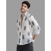 Generic Men's Cotton Knit Printed Full Sleeve Shirt (White Blue)