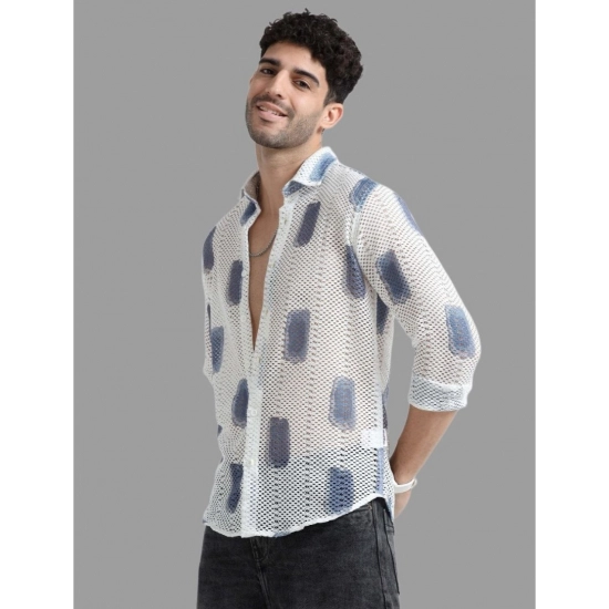 Generic Men's Cotton Knit Printed Full Sleeve Shirt (White Blue) Generic Men's Cotton Knit Printed Full Sleeve Shirt (White Blue)