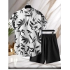 Generic Men's Lycra Printed Half Sleeve Shirt and Shorts Set (White Black)