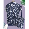 Generic Men's Lycra Printed Half Sleeve Shirt and Shorts Set (Blue)