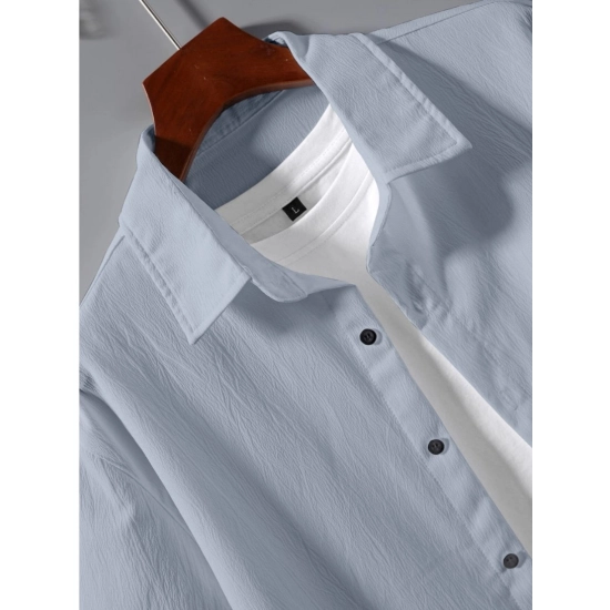 Generic Men's Popcon Solid Half Sleeve Shirt and Shorts Set (Light Blue)