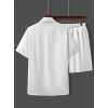 Generic Men's Popcon Solid Half Sleeve Shirt and Shorts Set (White)