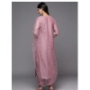 Generic Women's Chanderi Embroidered 3/4th Sleeve Kurti With Pant And Dupatta Set (Pink)