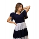 Generic Women's Georgette Solid Half Sleeve Gown (Blue-White) Generic Women's Georgette Solid Half Sleeve Gown (Blue-White)